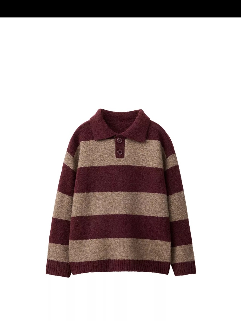 NWT Zara Kids Toddler Boy Burgundy and Tan Striped Collared Knit Sweater 4
